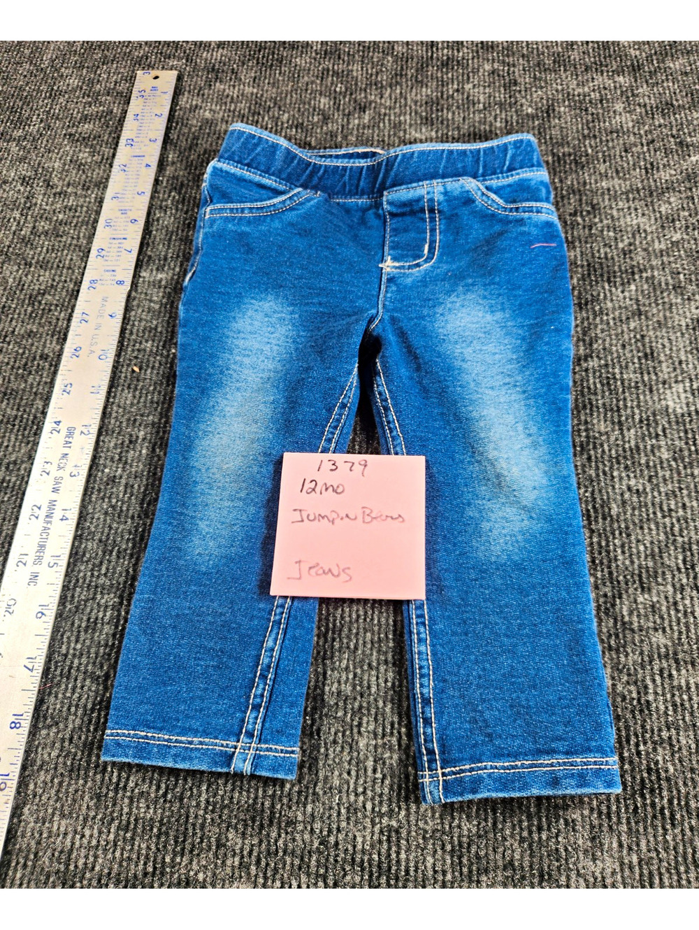 Jumping Beans Blue Denim Jeans 9-12 Months Pull-On Elastic Waist Pockets